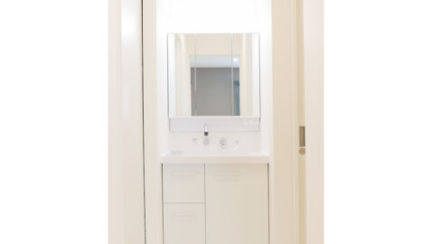 ホール部分に設置し玄関やトイレからもアクセスしやすい独立洗面は、帰宅後リビングに入る前の手洗いがしやすいです。脱衣室と分かれているので、入浴中のプライバシーにも配慮できます。